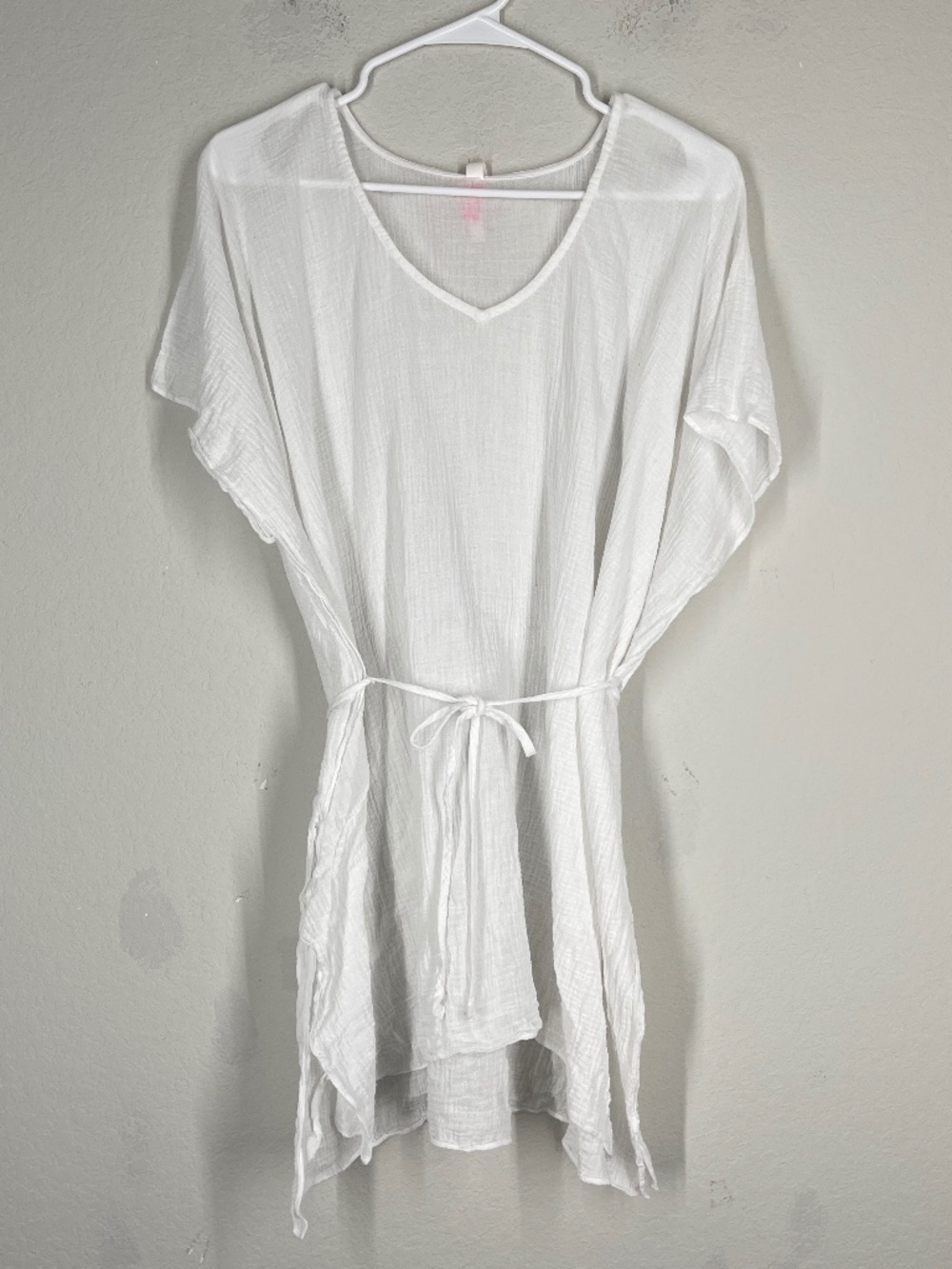 Victoria's Secret Cover Up Dress Women's OS White Crinkle Texture Belt Beach